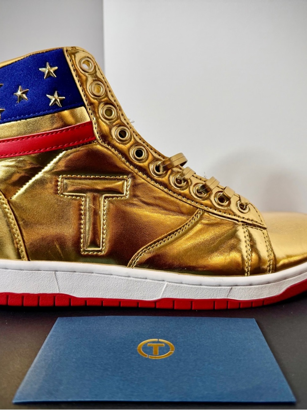 2024 Gold Never Surrender High Top Sneakers 9.5M